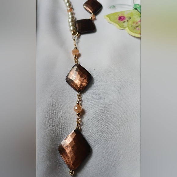 Handmade long necklace, bracelet, and earrings set - Picture 3 of 5